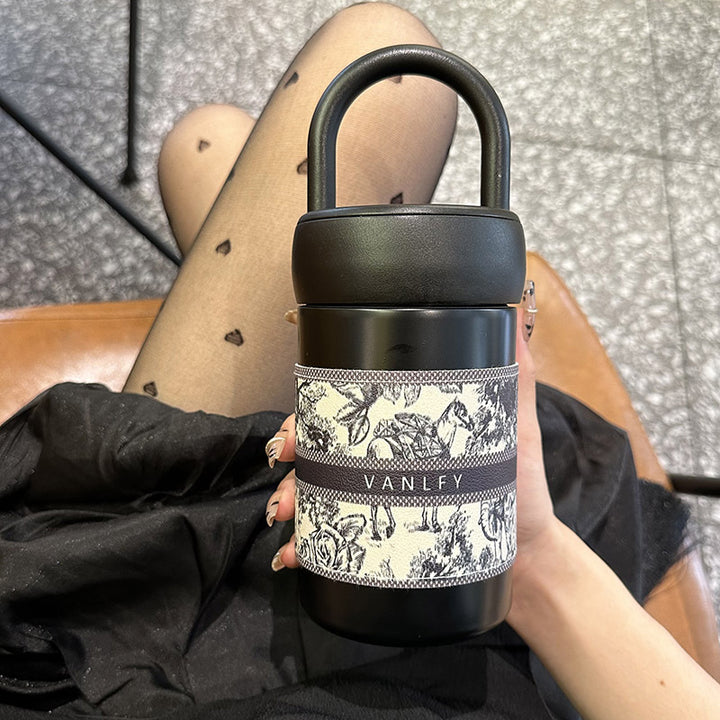 Damen stilvoller Thermobecher mit praktischem Tragegriff Luvikno