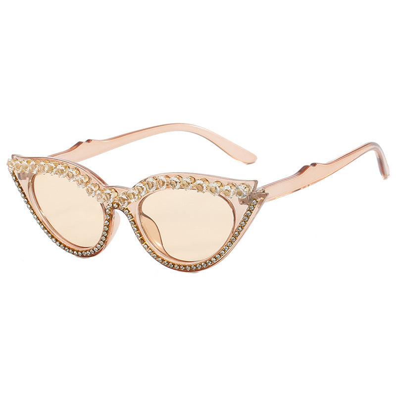 Dame Cat-Eye solbriller med glitrende strass Luvikno