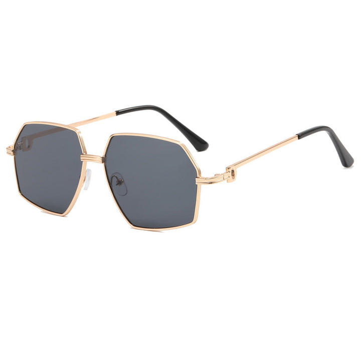 Dame Stilig geometrisk solbrille med edel metallramme Luvikno