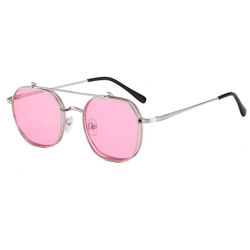 Dame geometrisk oversized solbrille med elegant gullramme Luvikno