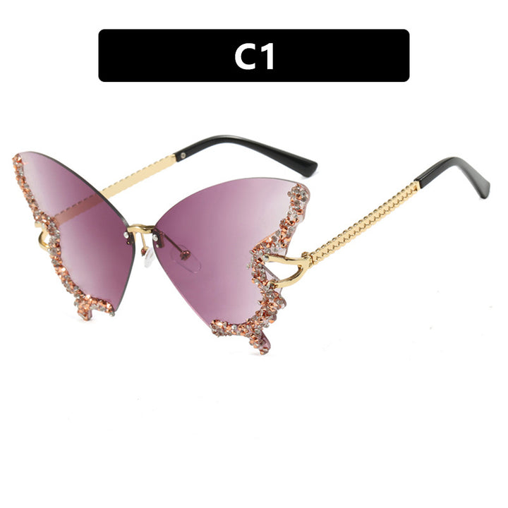 Dame stor Cat-Eye solbriller med glitrende strassdekorasjon og elegant ramme Luvikno