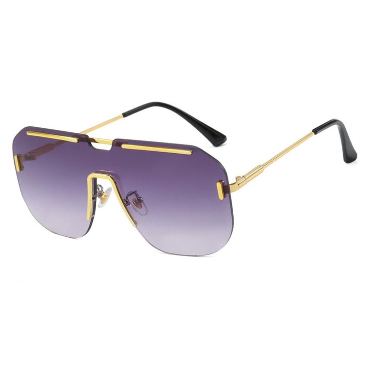 Dame geometrisk solbrille med stilramme i metall og UV-beskyttelse Luvikno