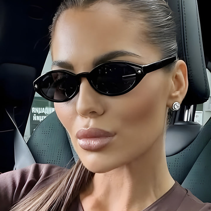 Dame Cat-Eye solbriller med elegant bæreveskedesign Luvikno