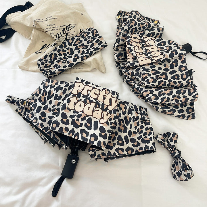 Dame Faltbar Paraply med dynamisk Leopardmønster Luvikno