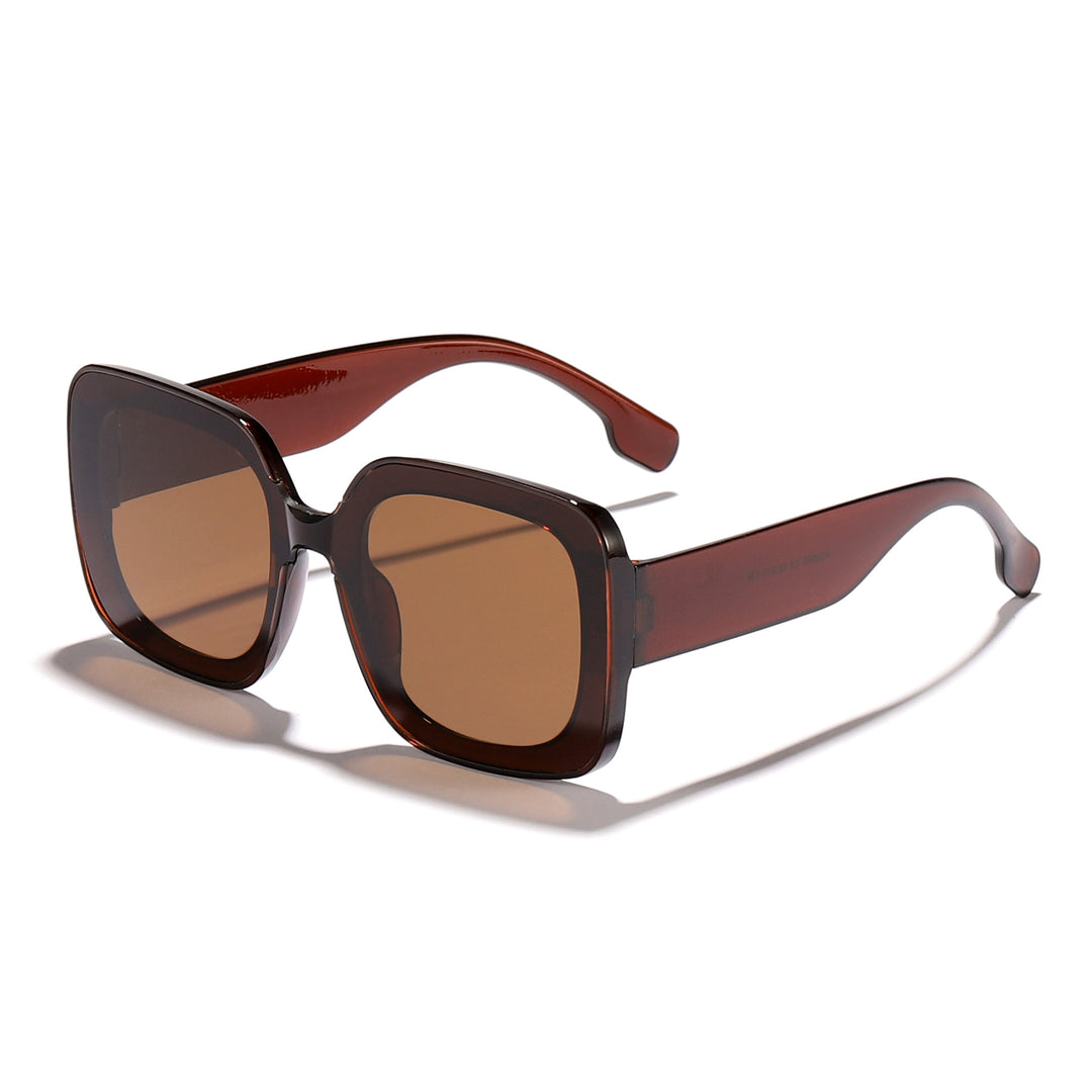Dame firkantet solbrille med innovativt transparent rammedesign Luvikno