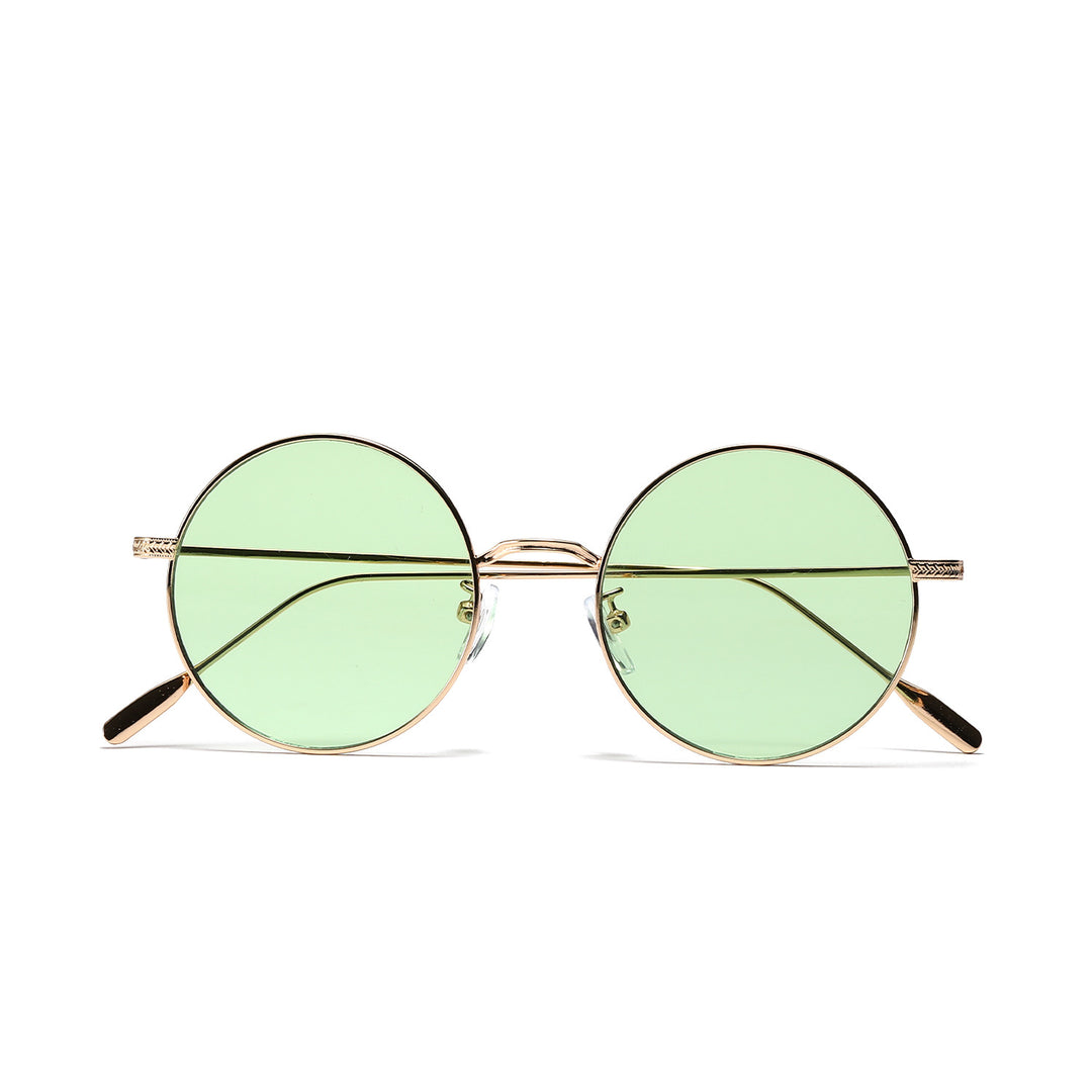 Dame rund moteriktig solbrille med glamorøs ramme Luvikno