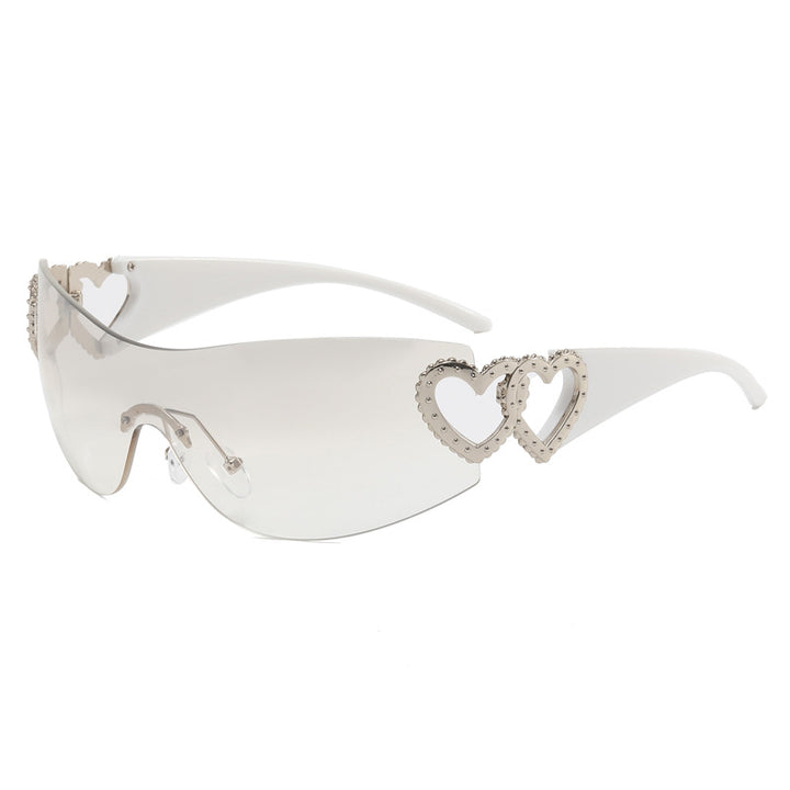 Dame Fashion-solbrille med hjerte-applikasjoner Luvikno