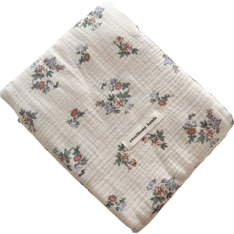Unisex Bomull Muslin Teppe med Blomsterdesign og Volangdetaljer Luvikno
