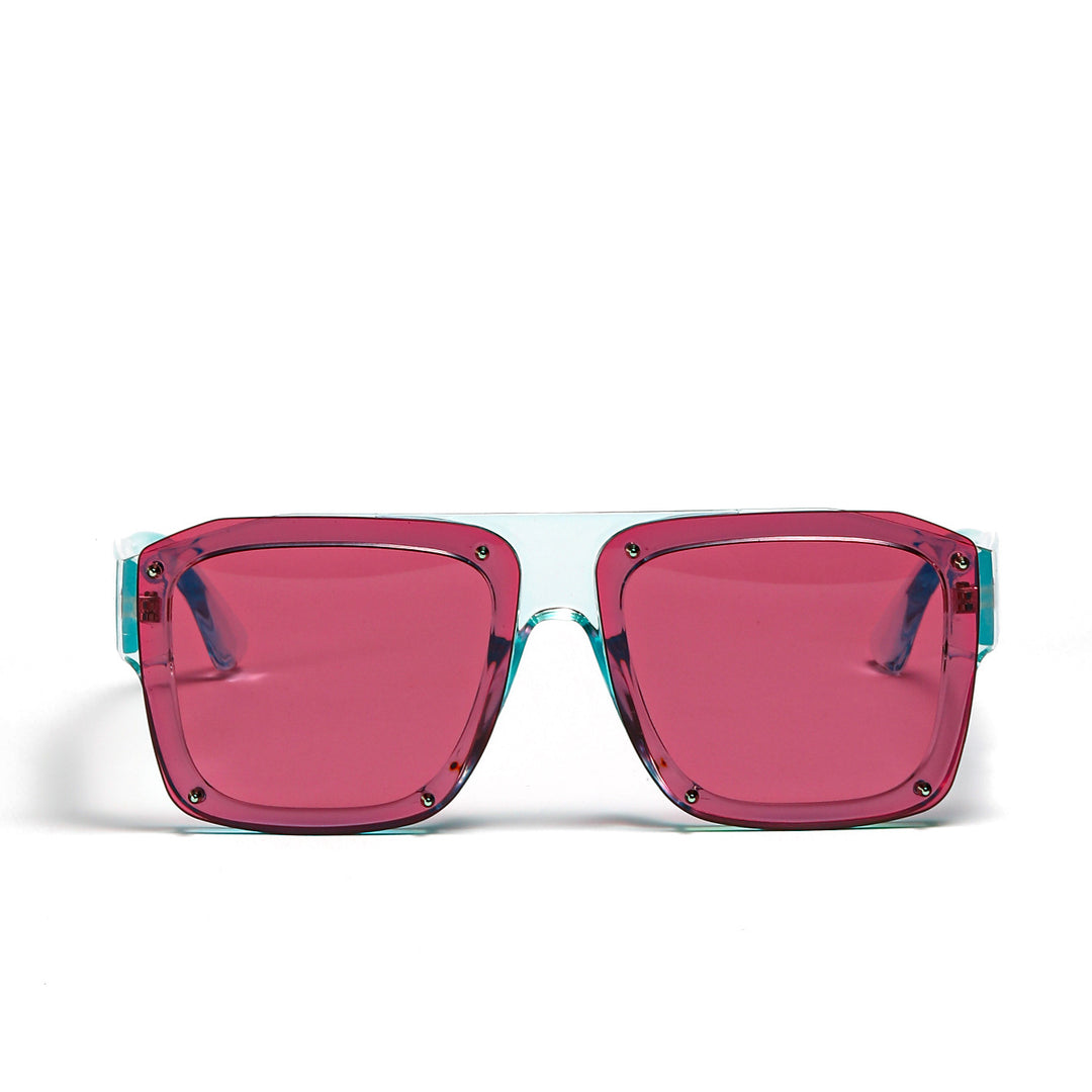 Dame Square-solbriller med modig transparent ramme Luvikno