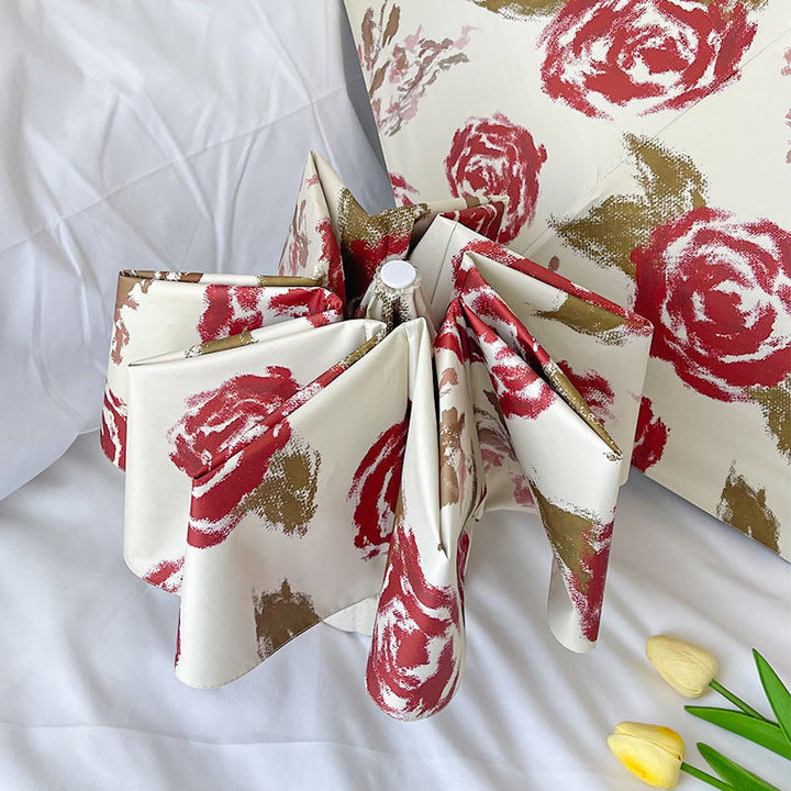 Dame Automatisk Folderegndekker med Blomsterdesign Luvikno
