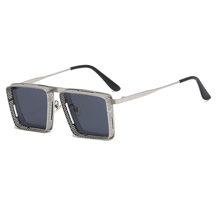 Dame ekstravagant firkantet solbrille med hullet ramme Luvikno