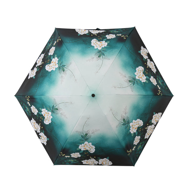 Dames Elegant Paraply med utsøkt blomsterdesign Luvikno