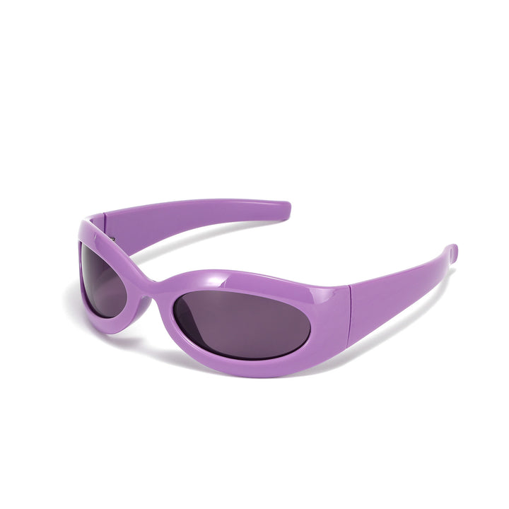 Dame modische retro solbrille i trendy oval design Luvikno