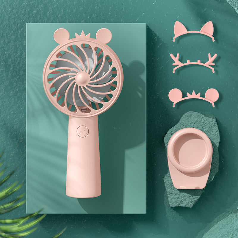Damen Bærbar Mini-Håndvifte med kreativt Øre-design Luvikno