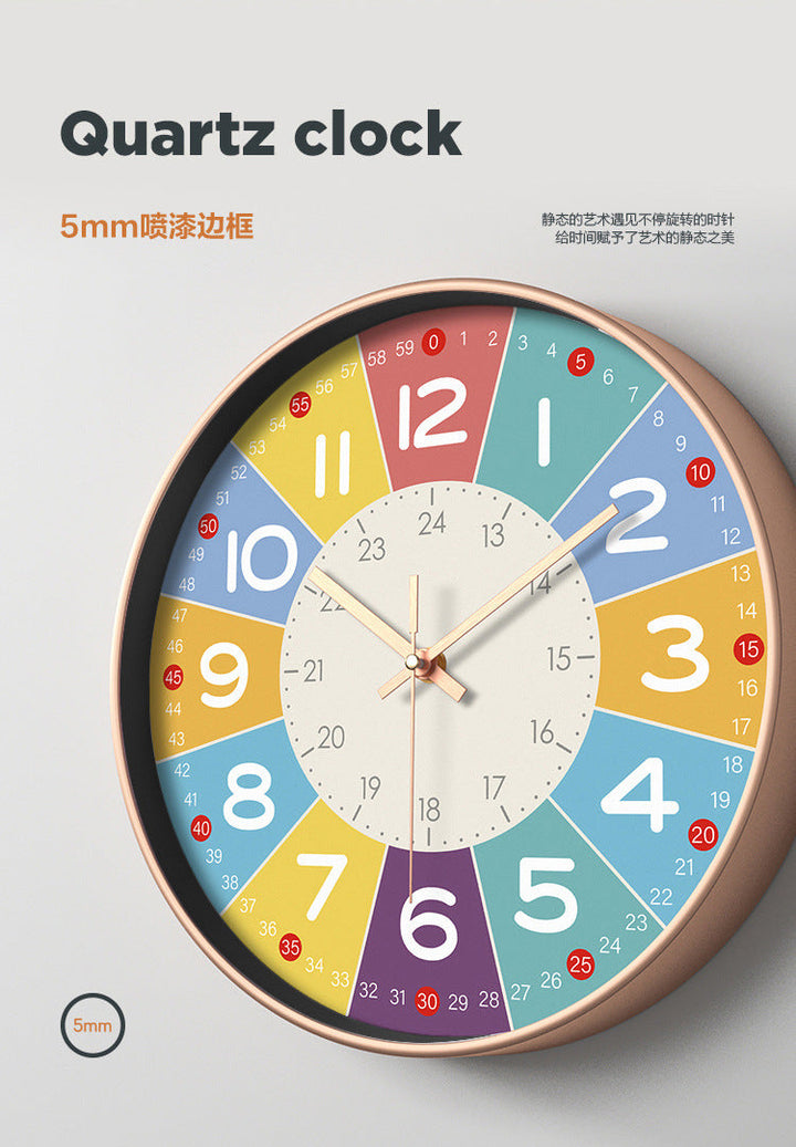 Color time Silent Kids' Clock – Silent Wall Clock with Educational Design | Luvikno