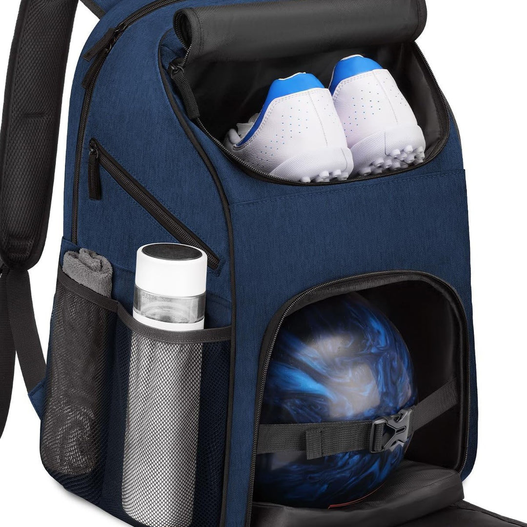 Unisex sporty ryggsekk med spesielle rom for sko og bowlingball Luvikno