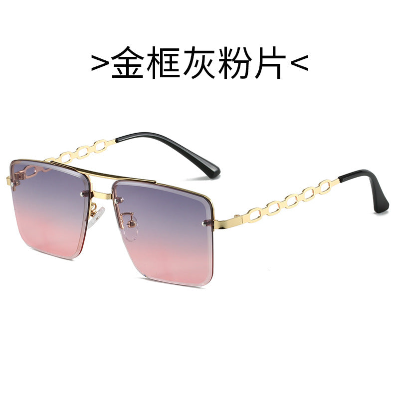 Dame Kvadratisk Solbrille med elegant Kjede Struktur Luvikno