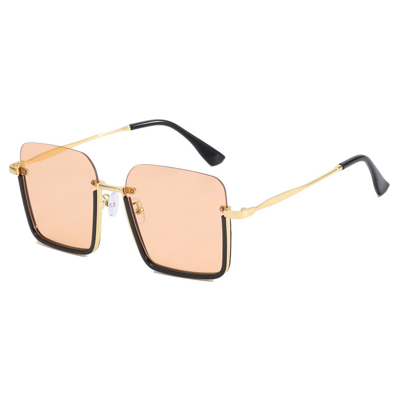 Dame oversized solbrille med elegant geometrisk ramme Luvikno