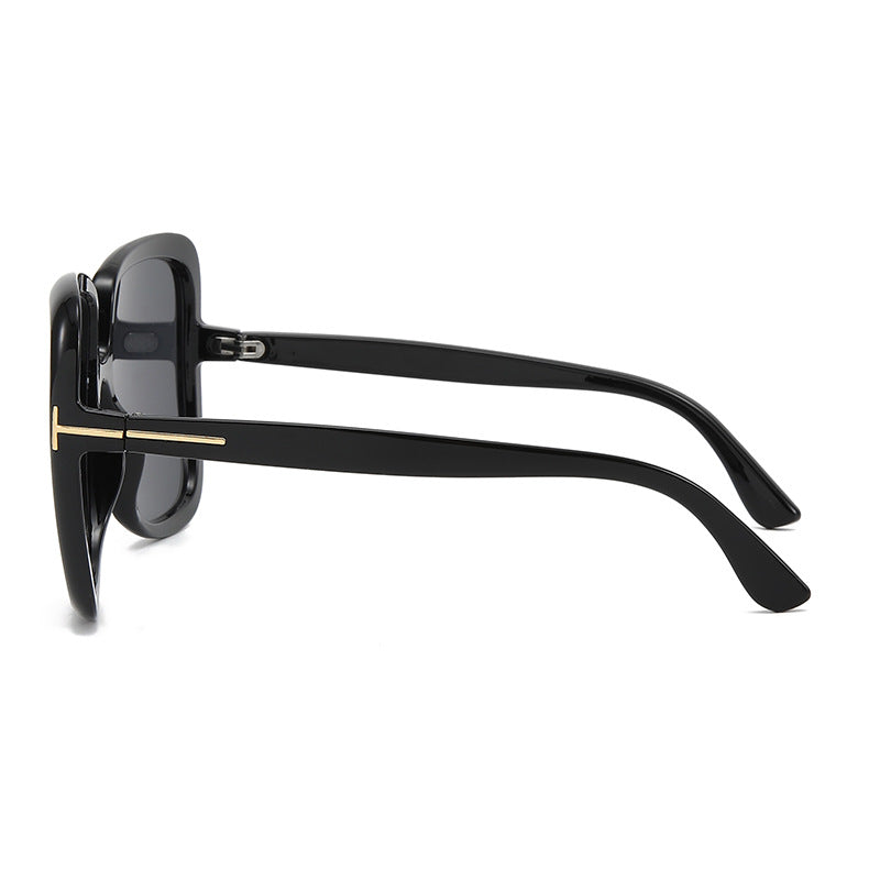 Dame elegant oversized solbrille med filigranramme Luvikno