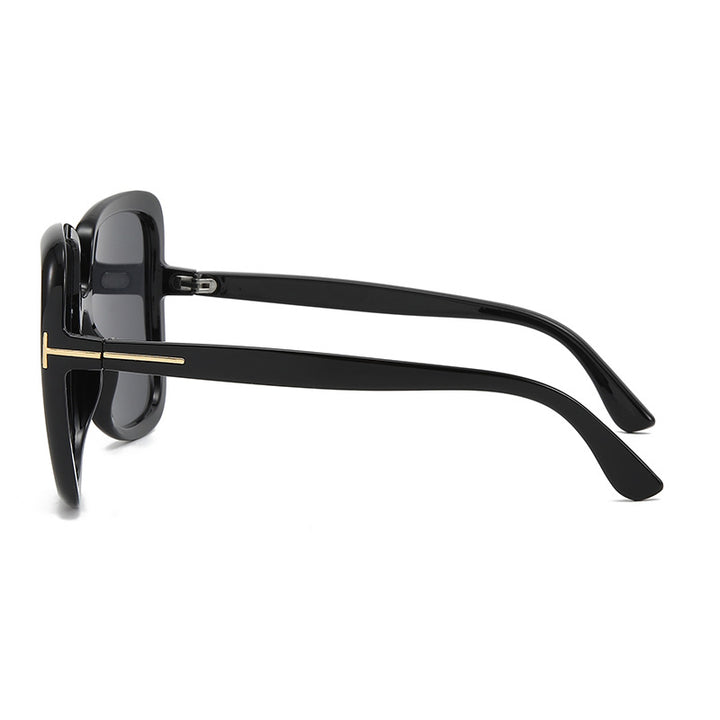 Dame elegant oversized solbrille med filigranramme Luvikno