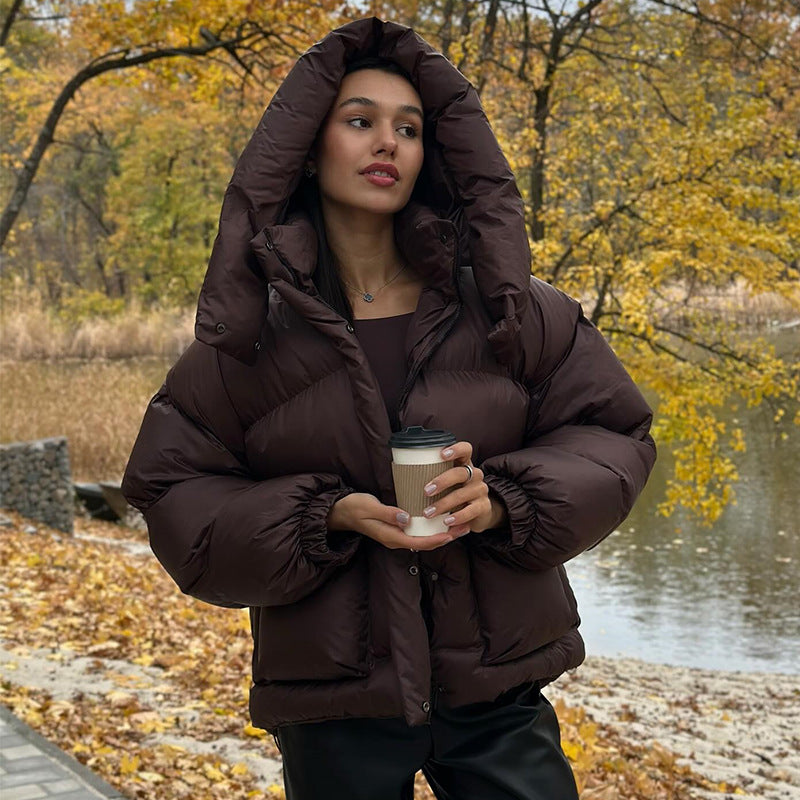 Dame quiltet vinterjakke med oversized hette Luvik