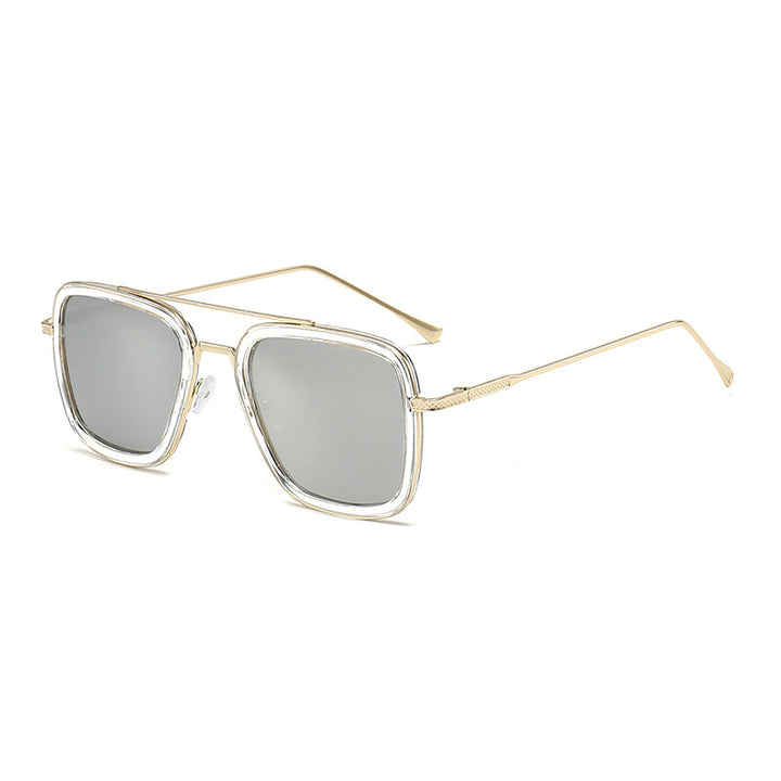 Dame moteristisk kvadratisk solbrille med glamorøs metallramme Luvikno