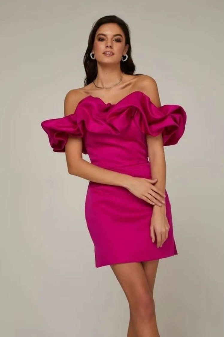 Luvik | frillit seksikäs one-shoulder mekko