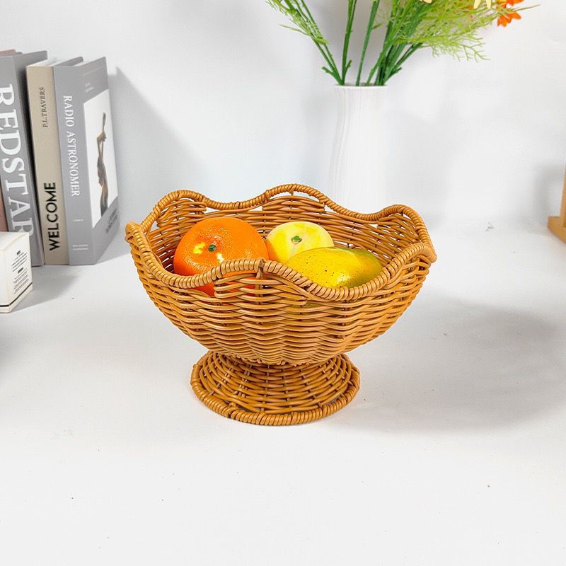Unisex Rattan Fruktskål med elegante bølgelinjer Luvikno