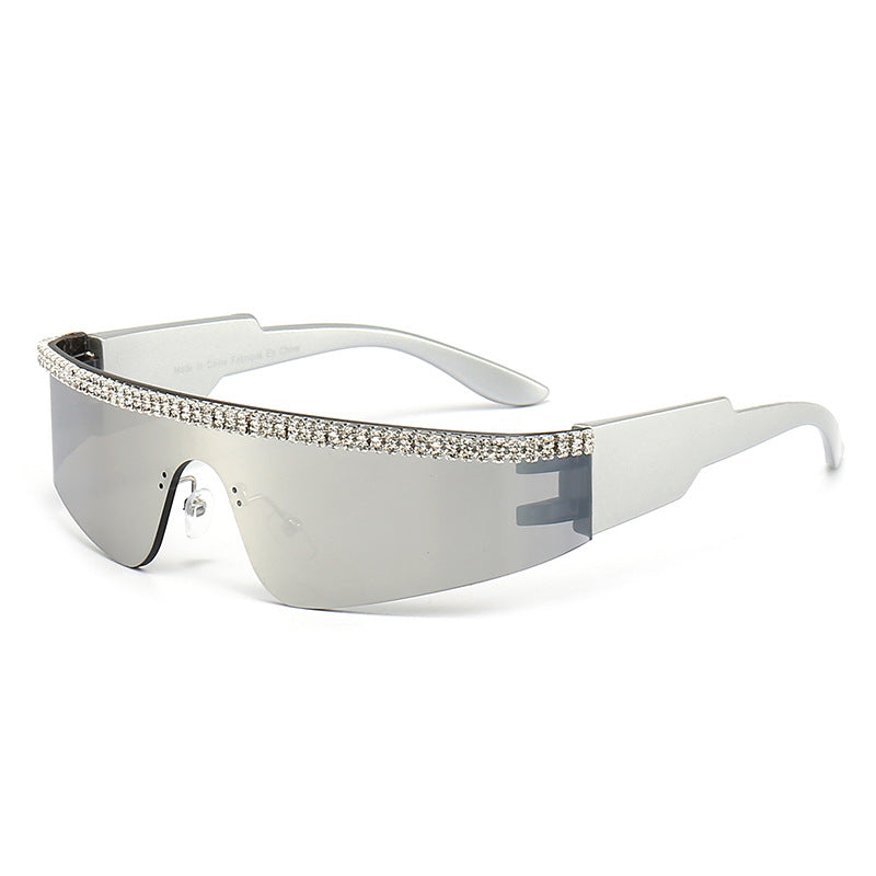 Dame Mode Glamour-solbriller med ramme dekorert med strass Luvikno
