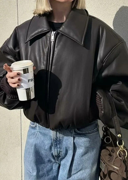 Luvik | Lyhennetty tekonahkabomber-jakku