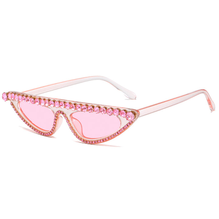 Dame Cat-Eye Solbriller med glitrende steindekor Luvikno