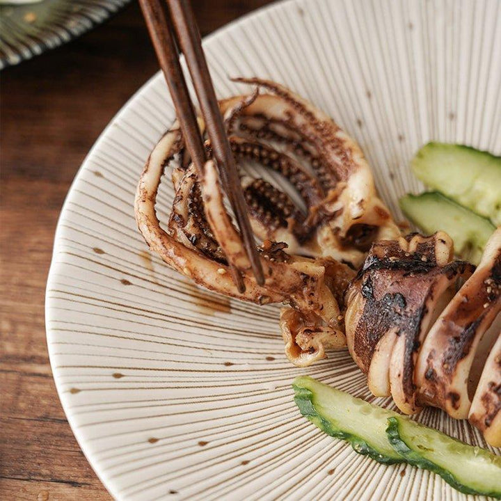 Håndlagde japanske Mino Ware keramiske rynkede tallerkener | Luvikno