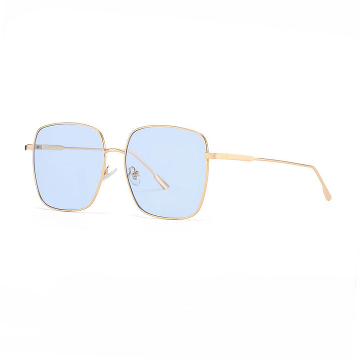 Dame solbrille med moderne firkantet rustfritt stålramme og polarisert glass Luvikno