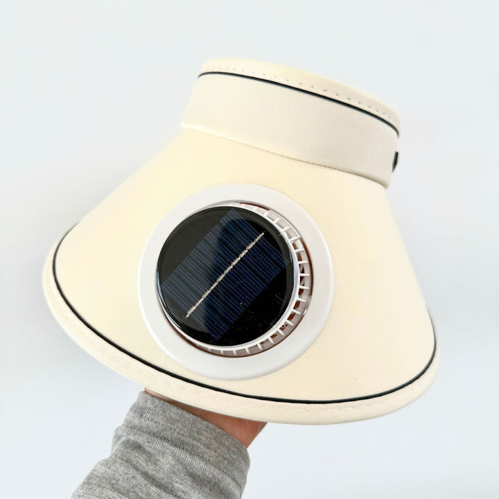 Lett sammenleggbar solskjerm med integrert solarmodul og stille vifte Luvikno