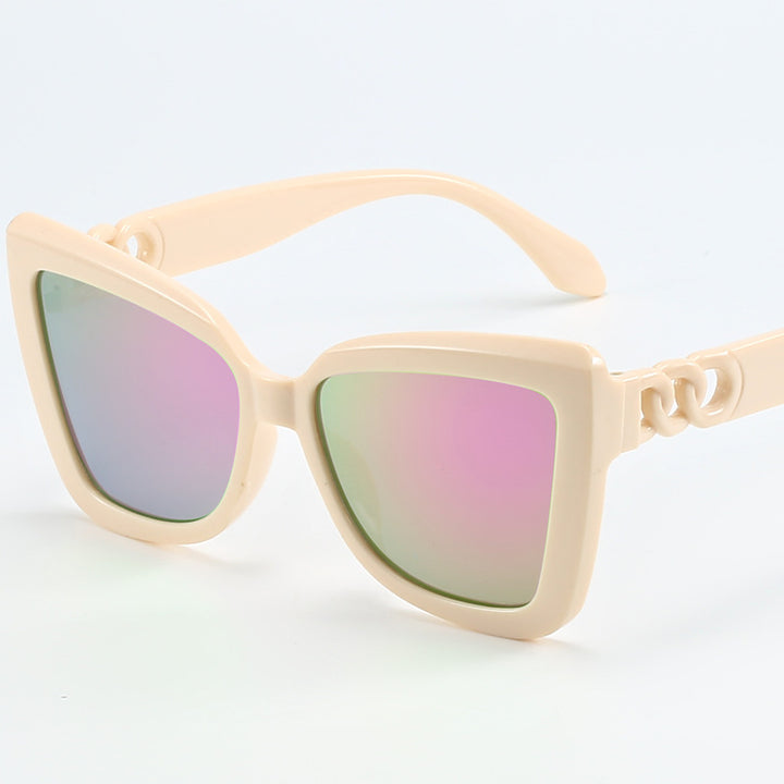 Dame moderne Cat-Eye solbriller med klar ramme og UV-beskyttelse Luvikno