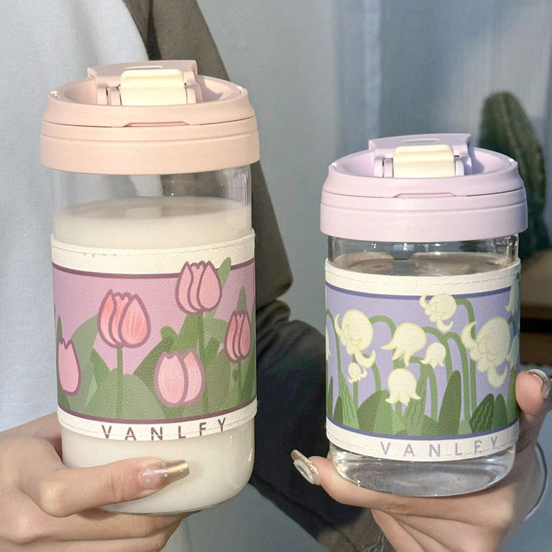 Damen Isoliertrinkbecher mit elegantem Blumenmuster Luvikno