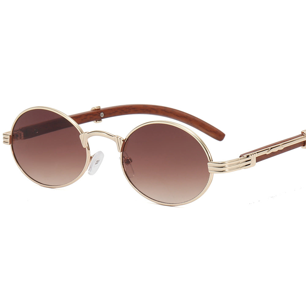 Dame rund designer solbrille med innovativ metallramme Luvikno