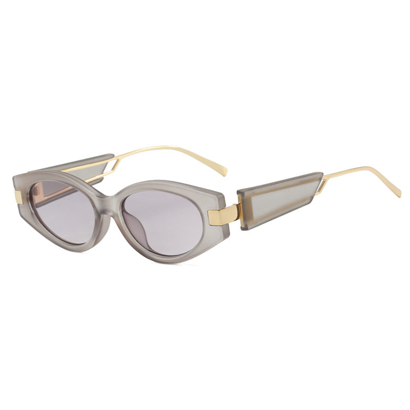 Dame elegant Cat-Eye solbriller med gullige detaljer Luvikno