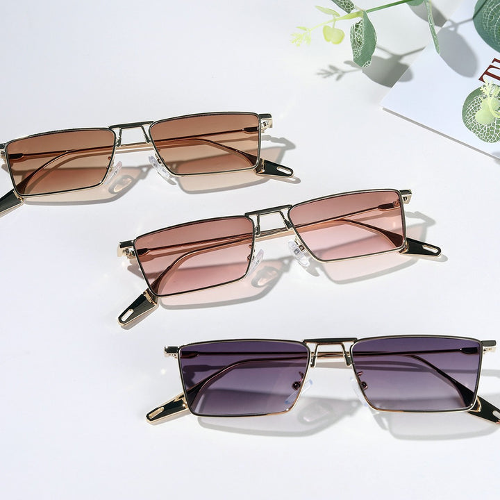 Dame elegant geometrisk solbrille med stilig metallramme Luvikno