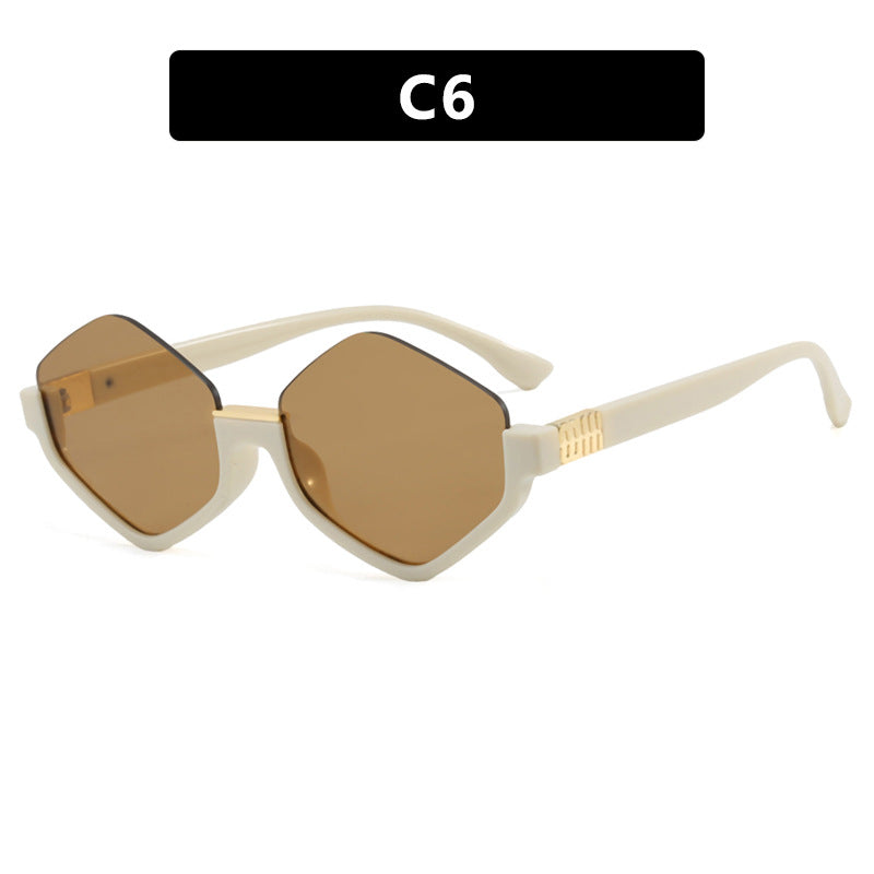 Dame moteriktig solbrille med trendy sekskantet ramme og beskyttende linser Luvikno