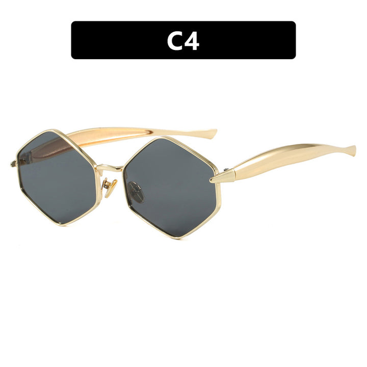 Dame hexagonal solbrille med elegant metallramme og UV-beskyttelse Luvikno