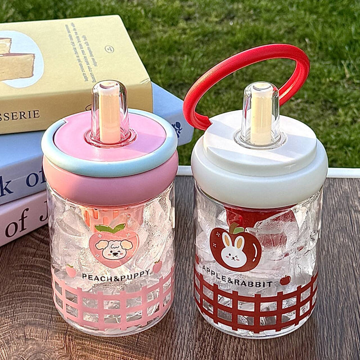 Damen isolierte Trinkflasche mit innovativem Deckel und fröhlichem Design Luvikno
