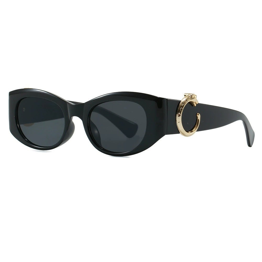 Dame elegant Cat-Eye solbriller med gulldetaljer Luvikno