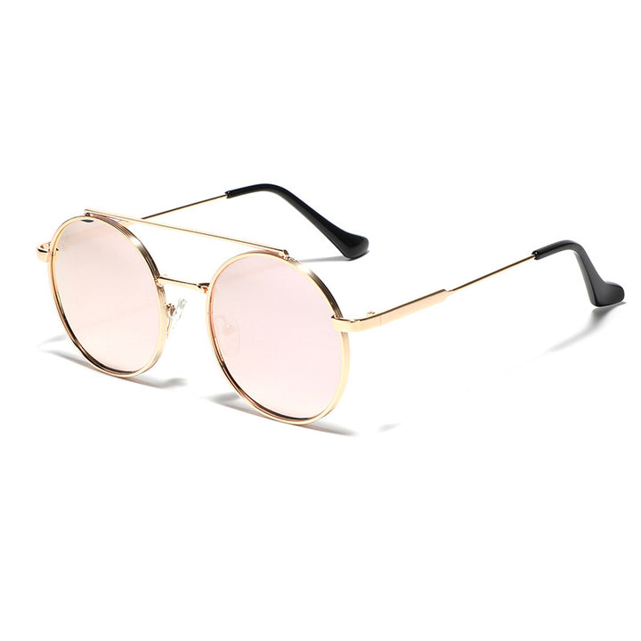 Dame rund solbrille med moteramme Luvikno