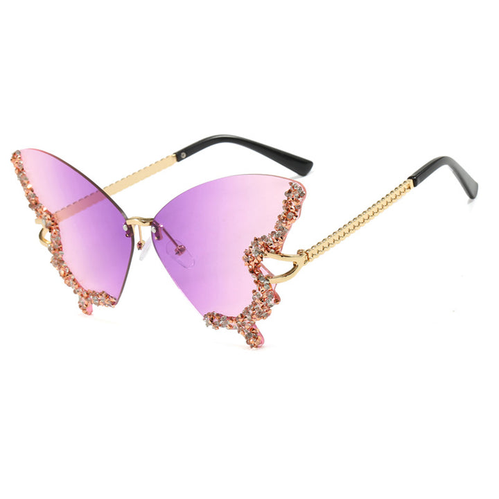 Dame stor Cat-Eye solbriller med glitrende strassdekorasjon og elegant ramme Luvikno