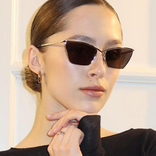 Dame Cat-Eye solbriller med stilfull metallramme og UV-beskyttelse Luvikno