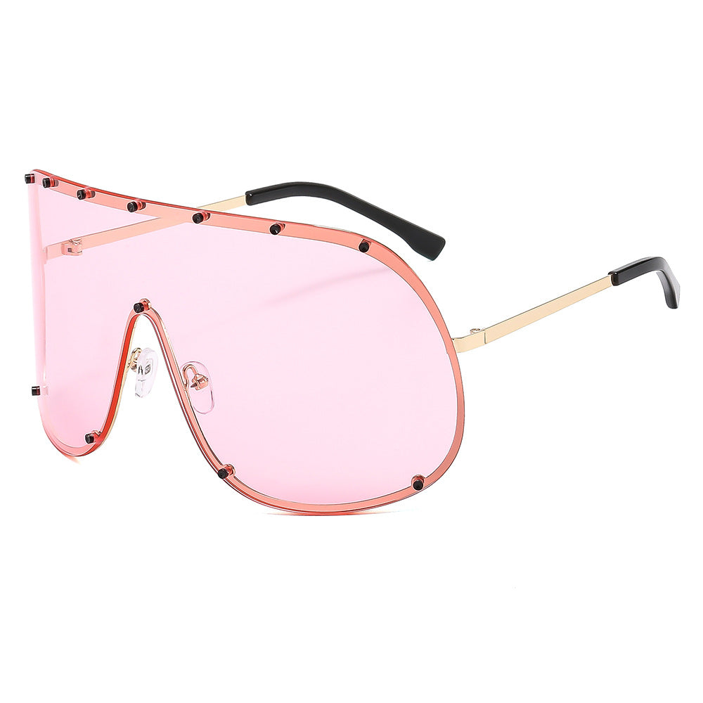 Damer futuristisk solbrille med stor ramme og innovativ design Luvikno