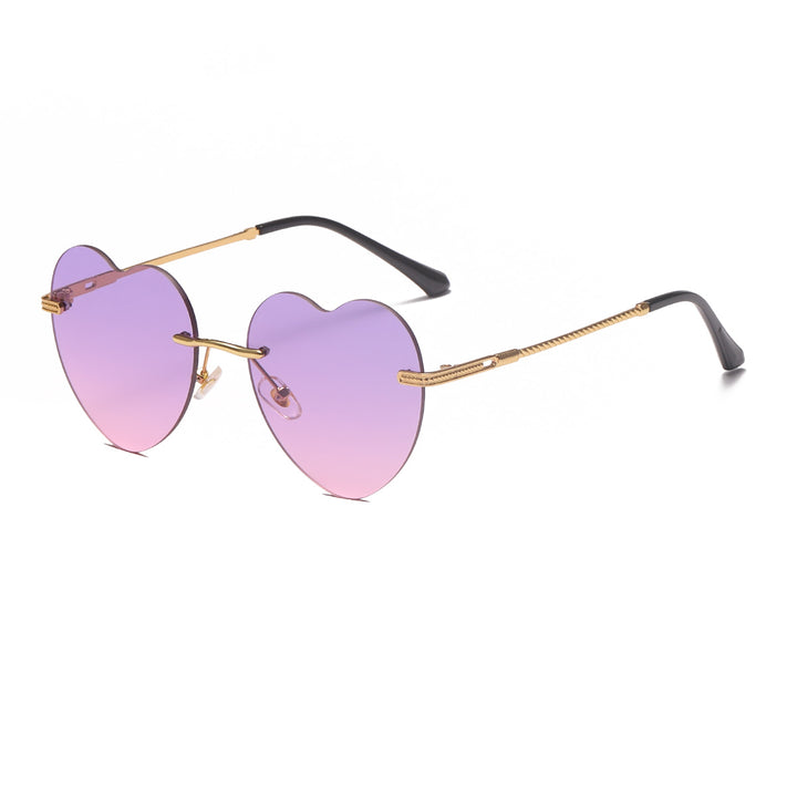 Dame hjerteformet solbrille med speilglass og gullramme Luvikno
