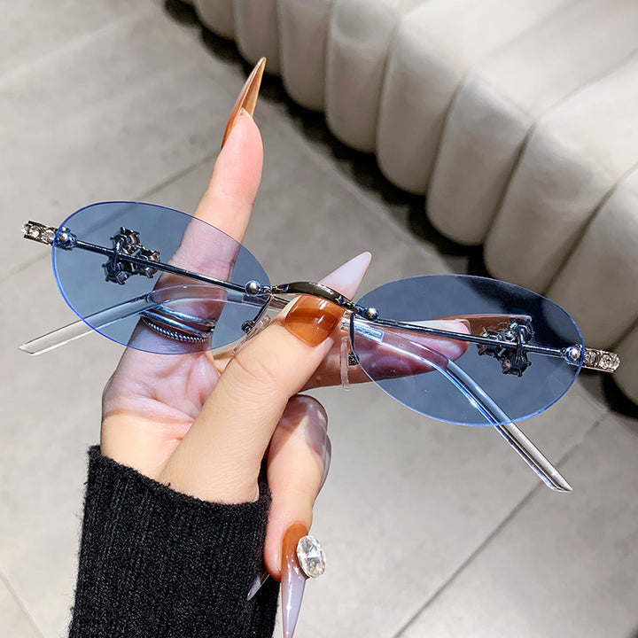 Dame elegant solbrille med geometrisk ramme Luvikno