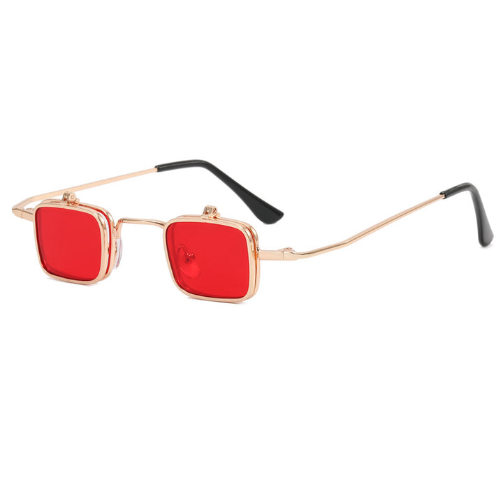 Dame designer solbrille med kvadratisk metallramme Luvikno